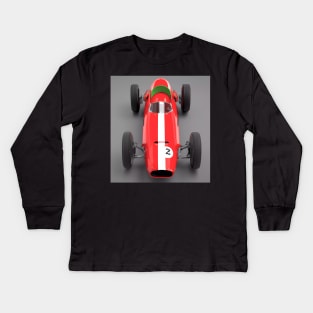 vintage red sports F1 sports car No.2 Kids Long Sleeve T-Shirt